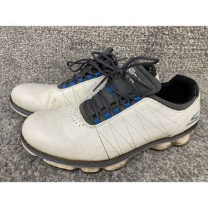 Skechers Go Golf Pro Shoes Mens Size 9.5 White Blue Black Real Leather‎ 53529